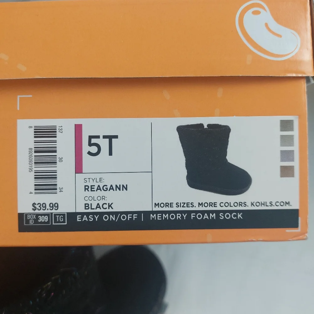 Jumping beans reagann boot toddler Girls‎ winter black size  5T